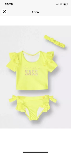 River Island Mini Girls Yellow Sass Bikini Set 18-24 Months
