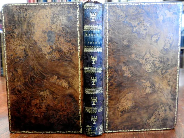 William Mason Collected Poems w/ portrait 1805 lovely antiquarian leather book