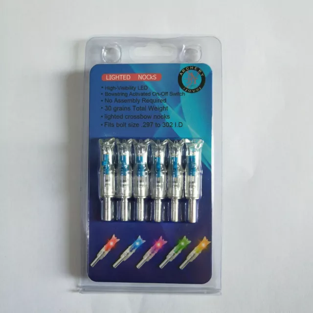 6pc LED Lighted Automatically Crossbow bolts Arrow Nocks Tail 7.6mm Tracer track 2