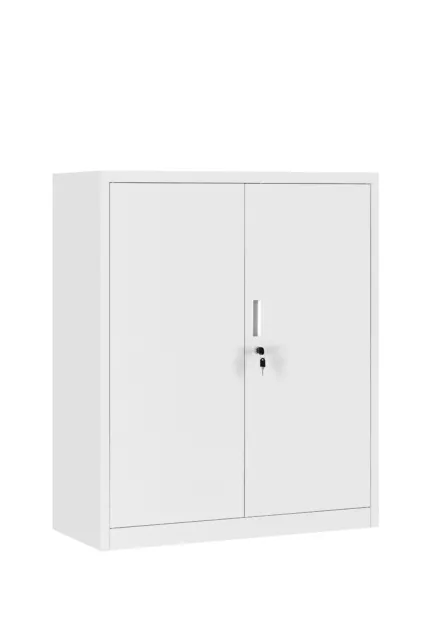 2 Door Metal Locking Storage Cabinet, 106cm(h) 2 Shelves Office Garage Cupboard
