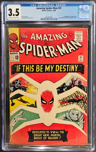 Amazing Spider-Man #31 (1965) Ditko CGC 3.5 1st App. of Gwen Stacy Harry Osborn