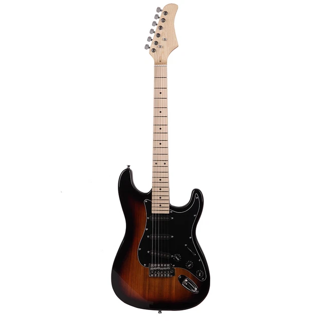 ST Electric Guitar - Stylish Black with Golden Pickguard