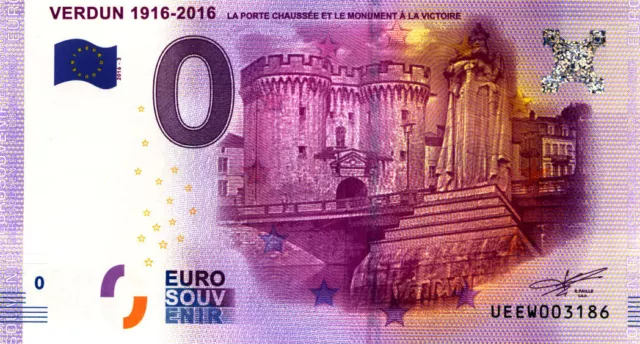 55 VERDUN La Porte Chaussée, 2016, Billet 0 € Souvenir