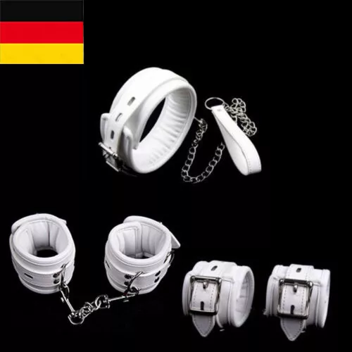 Bondage Set PU Leder Handschellen Fußfesseln Kragen Sklave DE Fesseln Erotik