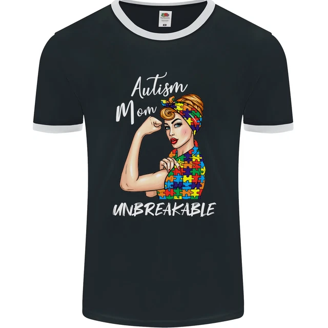 Autistic Mum Unbreakable Autism ASD Mens Ringer T-Shirt FotL