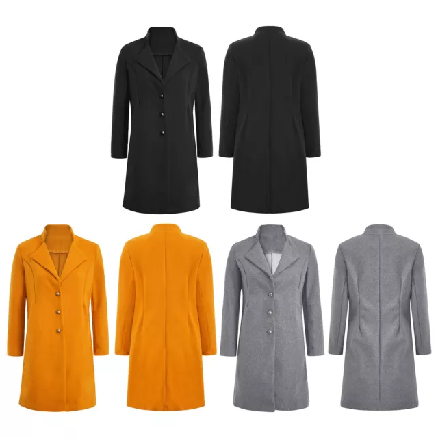 Womens Outerwear Casual Wool Notched Coat Mid-length Jacket Formal Peacoat