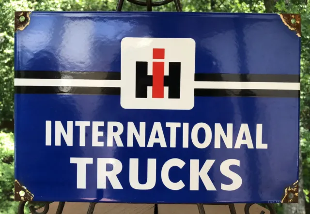 Vintage IH International Trucks 12” Porcelain Farm Gas Oil Tractor Sign