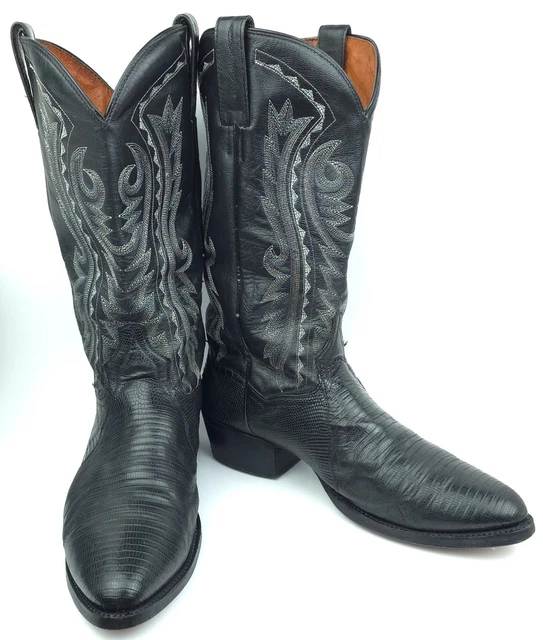 Vintage, Dan Post, Teju Lizard Ladies Cowboy Boots 8 A NOS