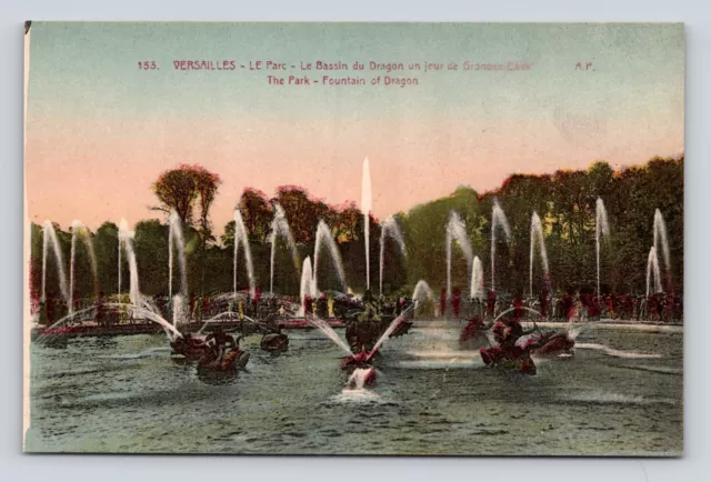 Antique Postcard VERSAILLES FRANCE PARK FOUNTAIN DRAGON Early 1900s