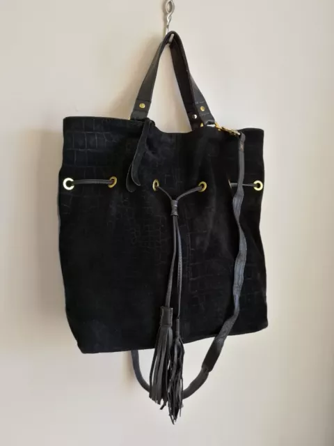 TopShop XL Black Genuine Suede Crossbody/shoulder or Tote Bag