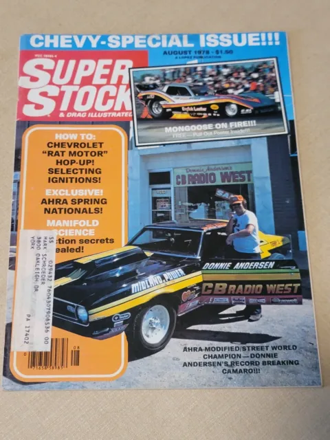 Super Stock & Drag Illustrated Mag Aug 1968 NHRA AHRA Racing Tom McEwen Poster