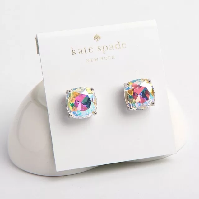 🆕 Authentic Kate Spade Square Stud Earrings-Aurora Borealis/ Silver-New On Card