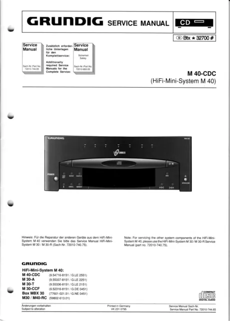 GRUNDIG M 40-CDC original Service Manual, Schaltplan