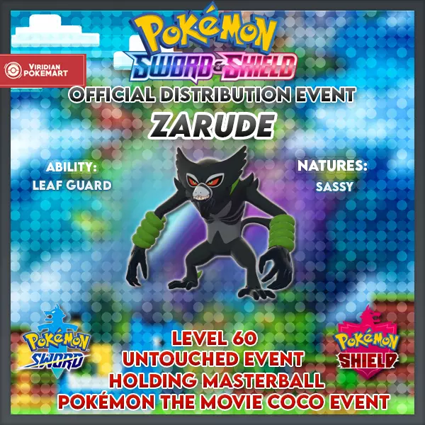 ZARUDE + SHINY CELEBI 6IV Event Pack💚Sword & Shield Pokémon the Movie Coco  FAST