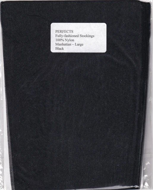 Bas à Coutures Perfects Black - Taille Large - 15 Deniers - 100% Nylon - UK - Neuf étiqueté