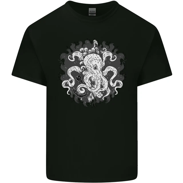 An Octopus dans Le Océan Profond Marin Voile Homme Coton T-Shirt