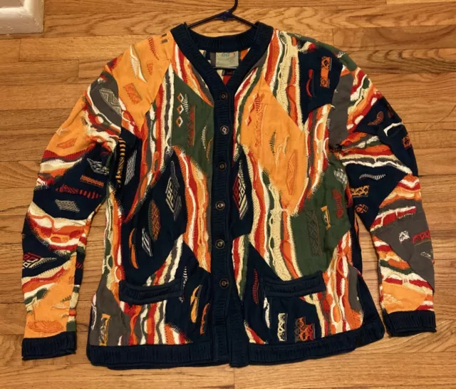 Vintage Orange And Navy Coogi Made In Australia Sweater Cardigan