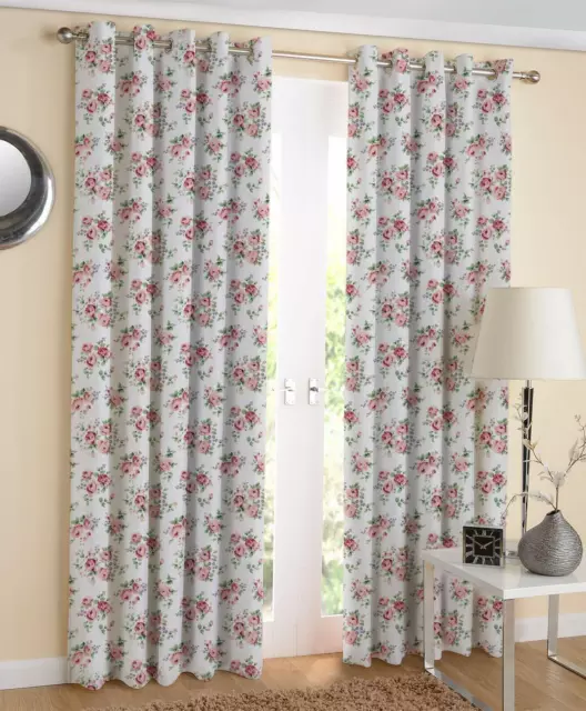 Juego de 2 cortinas de puerta de anillo de algodón estampado floral de 5 7 pies