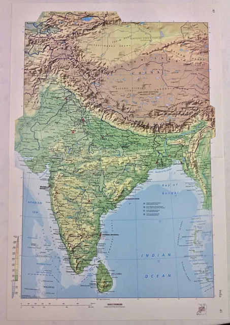 2 Page Map of India 2000 18.25" x 12.25" From Rand McNally Premier World Atlas