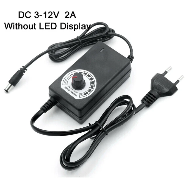 Multi-Voltage 3V-24V Adjustable DC Power Supply Switch US/EU Adapter AC 100-240V