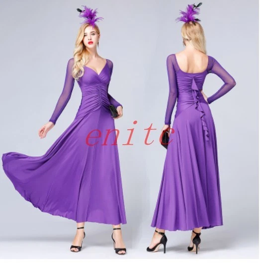 Womens Modern Tango Ballroom Dancing Dress Competition Full Length Dress L-XXL