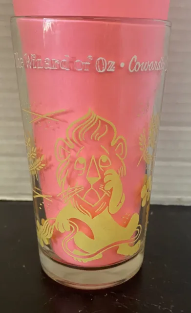 1950’s Wizard of Oz Cowardly Lion Swift Peanut Butter Glass Tumbler Vintage
