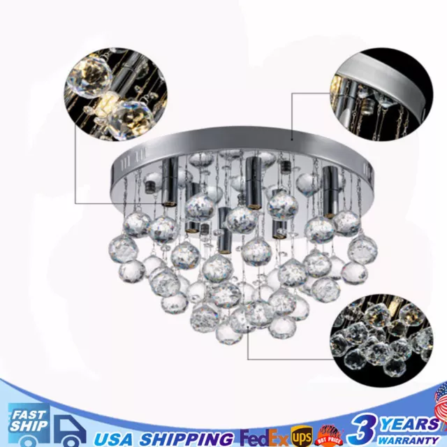 Modern Crystal LED Ceiling Light Chandelier Lamp Flush Mount Lighting Fixture US