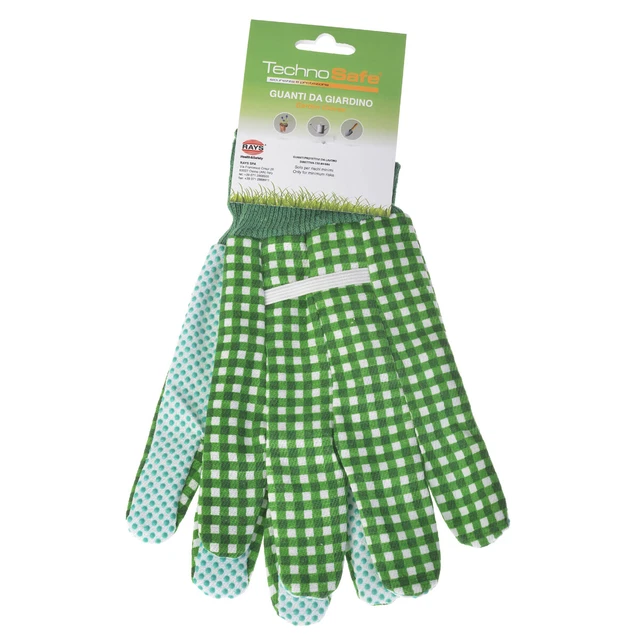 Gartenhandschuhe Technosafe kurz weiß/grün kariert Größe 9