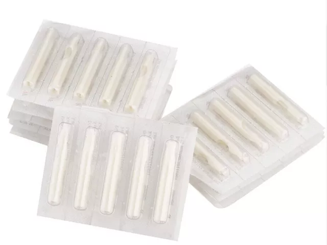 100 piezas Boquilla de tatuaje desechable estéril puntas tubo aguja tamaños mixtos RT DT FT
