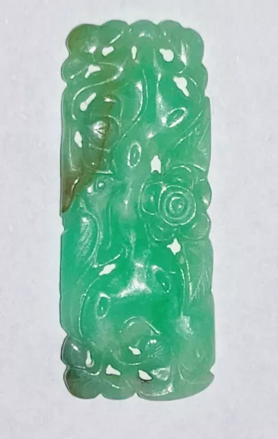 Extremely Rare Birds Tree Flowers Pierced Grade A Jade Jadeite Pendant Amulet