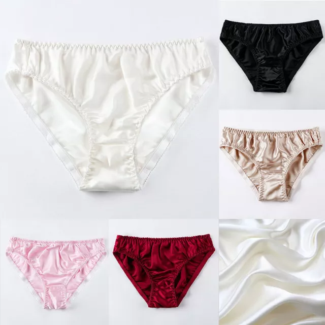 Women Sexy Shiny Satin Lace Knickers Briefs Panties Ladies Seamless  Underwear