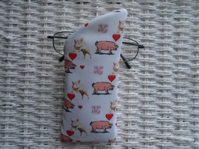 Pig Pigs Glasses Case Soft Lined Padded Unique Design Vision Cases Gift Farm New