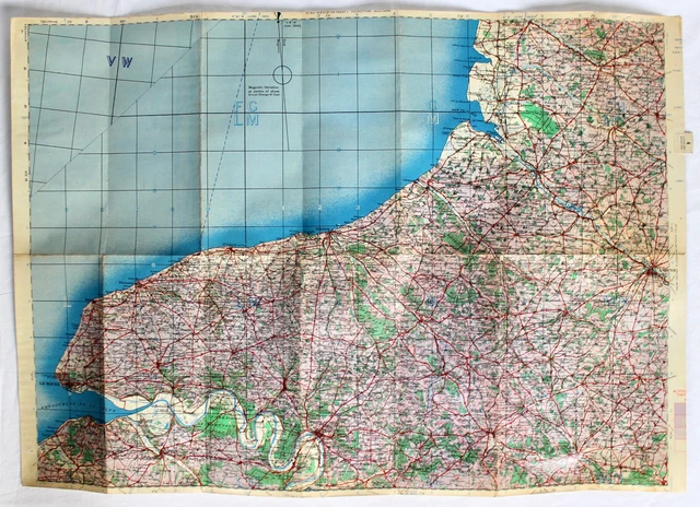 GSGS Folding Map WW2 WAR OFFICE France - June 1943 LE HAVRE - AMIENS 4042 No.4