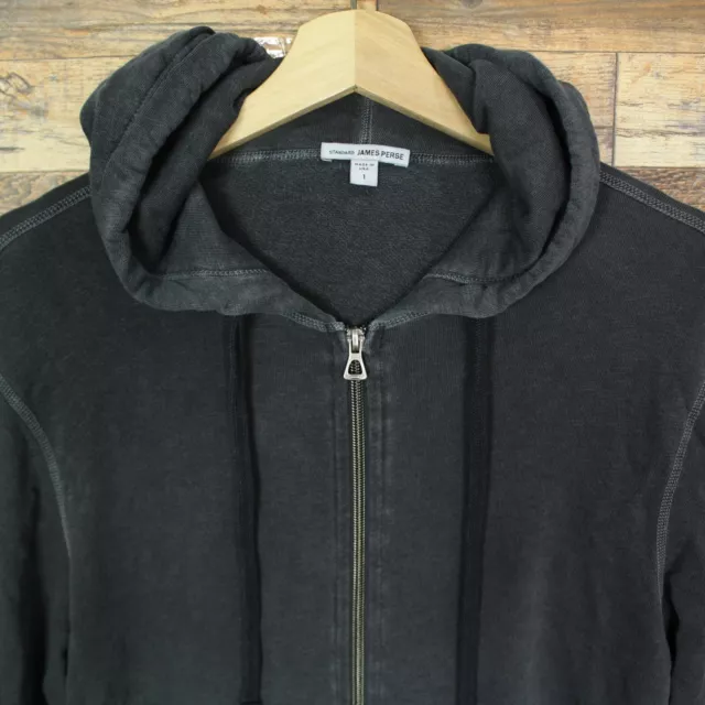 James Perse Mens Hoodie Jacket Size 1 (S) Sweatshirt Full Zip USA Cotton