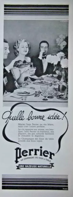Publicité De Presse 1935 Perrier Le Champagne Des Eaux De Table - Advertising
