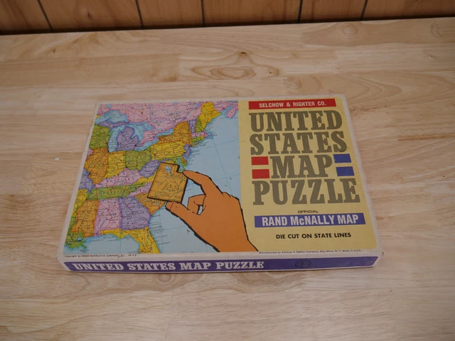 VINTAGE UNITED STATES Map Puzzle Rand McNally Selchow Righter 63 Pieces