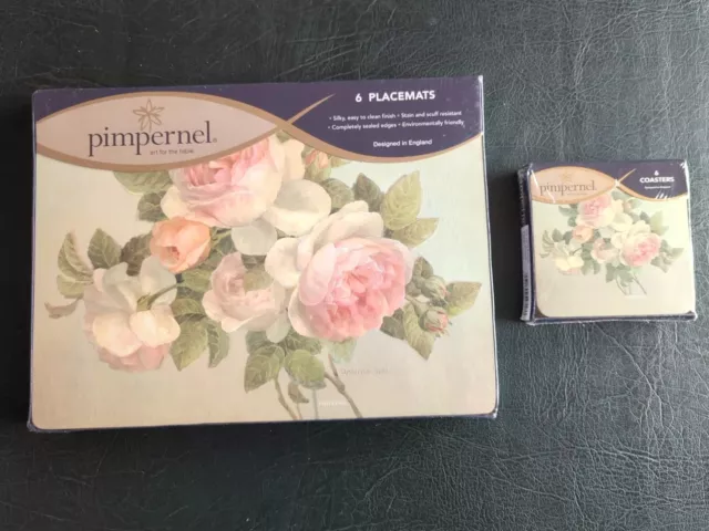 Pimpernel Cork Backed Placemats & Matching Coasters. Set Of 6 Pcs Each