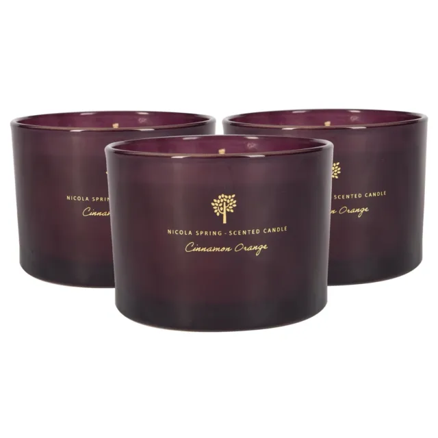 3x Scented Soy Wax Candles Gift 38 Hour Burn Time 350g Cinnamon Orange