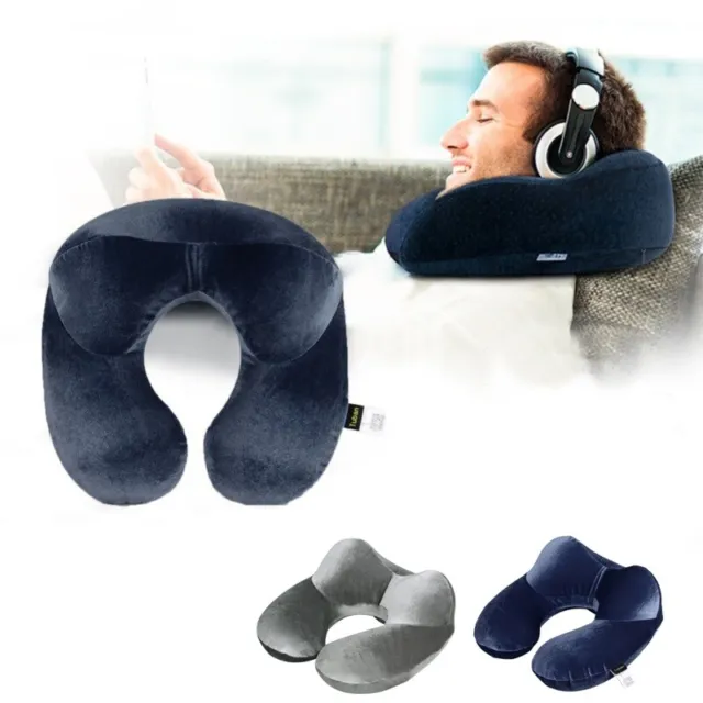U-Shape Memory Foam Travel Inflatable Pillow Neck Support Head Rest Soft Cushion