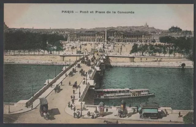 carte postale ancienne PARIS pont et place de la concorde