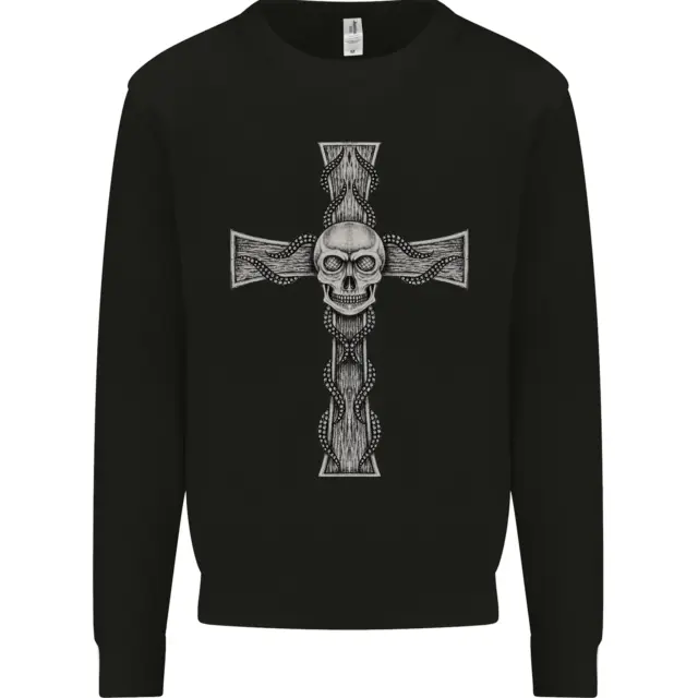 Felpa Maglione Uomo A Gothic Skull and Tentacles on a Cross
