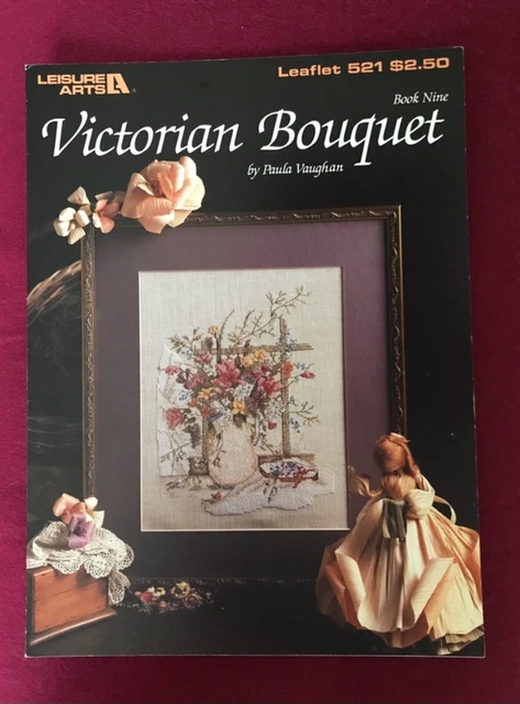 Vintage Freizeitkunst Paula Vaughan viktorianischer Strauß Kreuzstich Broschüre 521