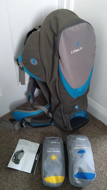 Portabebés Littlelife, niño pequeño, S2 Explorer, con cubierta para la lluvia y sombrilla