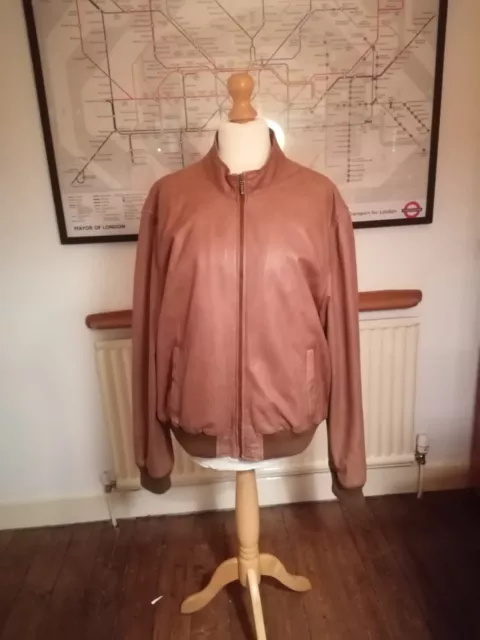 Mens Woodland light tan / brown Real leather jacket  very soft Leather. Size XXL