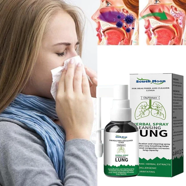 Spray limpiador de hierbas de desintoxicación pulmonar para fumadores congestión nasal transparente 2023 Lote T8