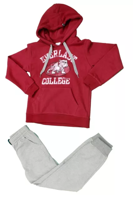 Completo tuta da bambino bordeaux grigio Everlast junior con cappuccio casual