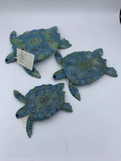 3 Piece Sea Turtle Metal Wall Art Beach Ocean Summer Home Decor Indoor Outdoor