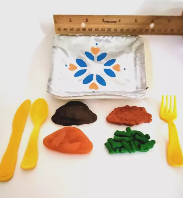 $9 OFF ~ Vintage Fisher Price Fun With Food TV Dinner Set With Original Utensils