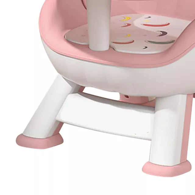 (Pink)Plastic Baby Eating Chair Double Layer Tray Anti Slip Soft Sound Cushion