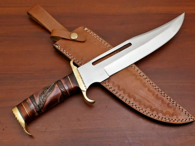 Custom Hand Made D2 Blade Bowie Hunting Knife- Stained Engraved Bone  - Za-3086 4